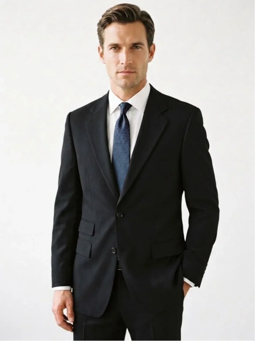 Hugo Boss Lightweight Wool Blazer Suit Jacket Size 40 Long Black
